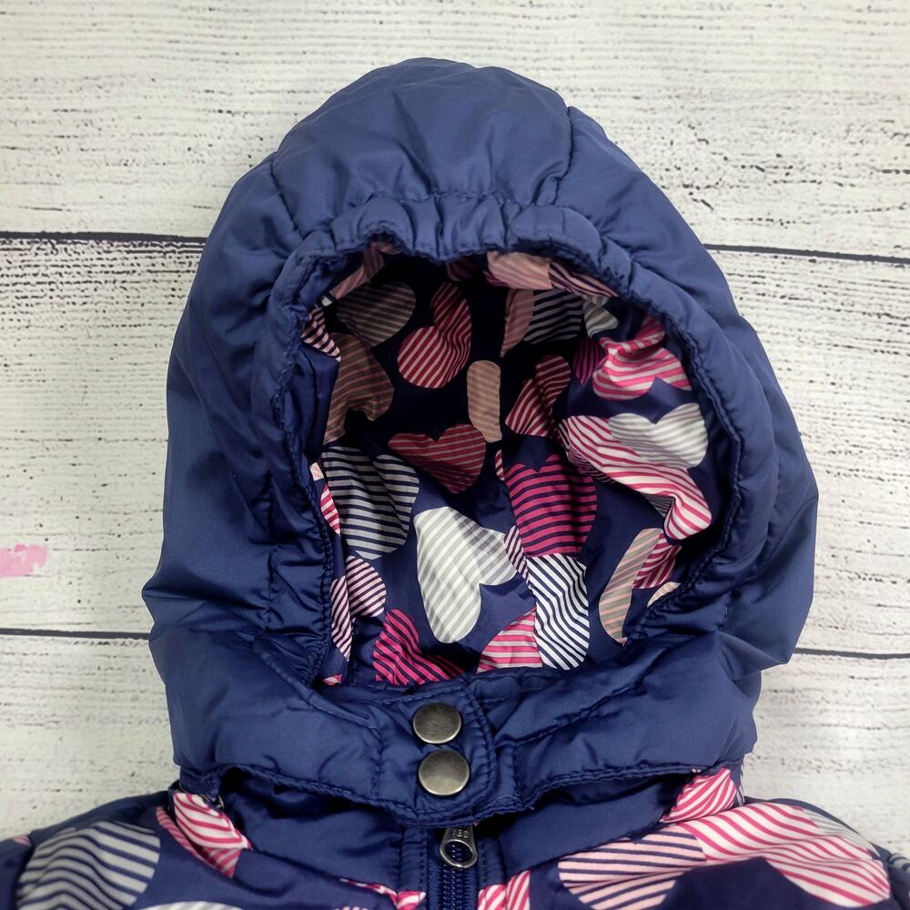 Copper Key Blue with Hearts Hooded Puffer Coat Girl's Size 2/3 - Picture 2 of 7